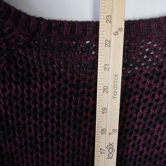 Guess Women S/P Red Heather Open Stitch Long Sleeve Scoop Neck Sweater Pullover - Picture 11 of 13